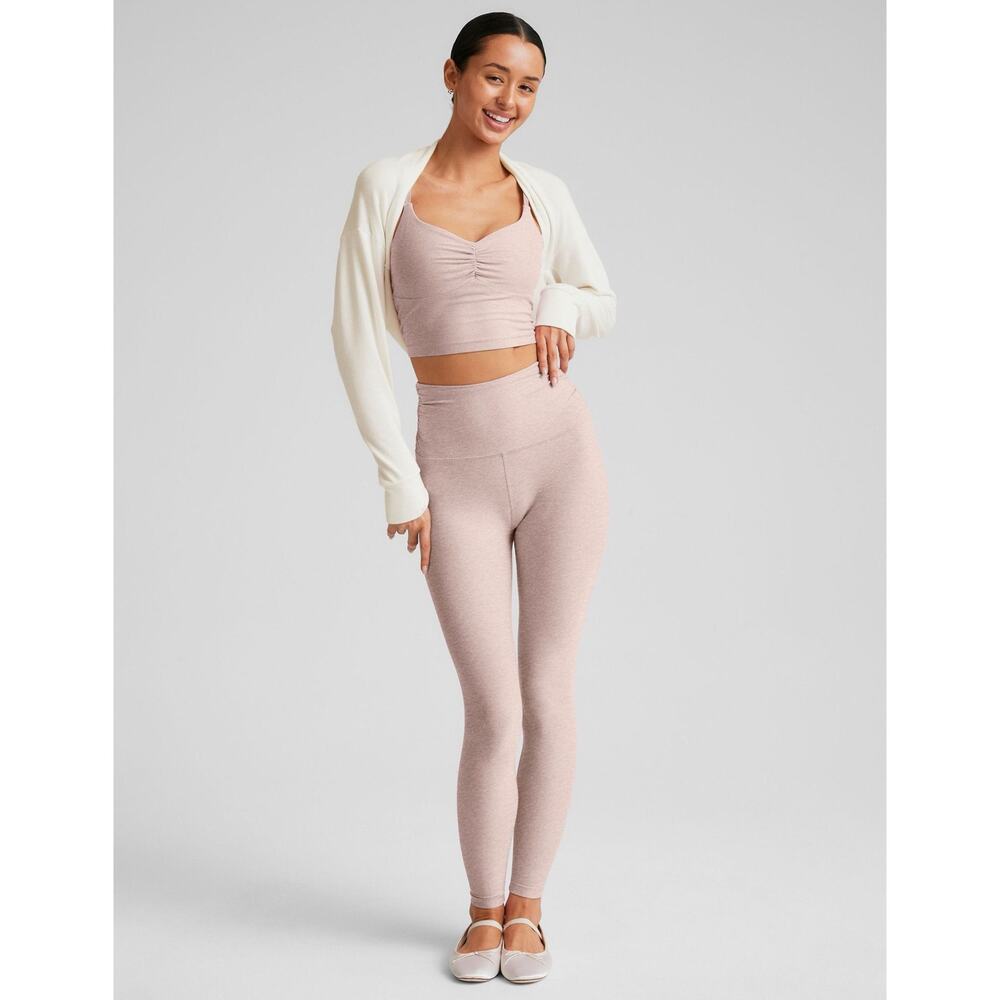 Beyond Yoga Spacedye Raise The Barre Shirred Leggings Chai S